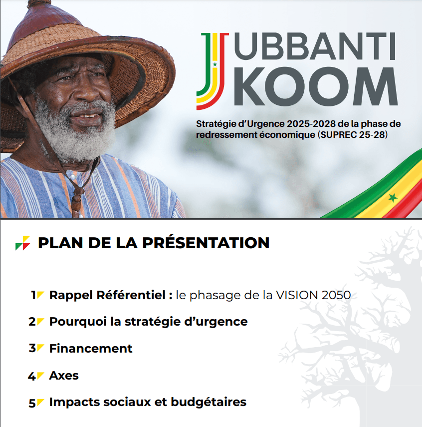 Présentation du Plan de Redressement JUBBANTI KOOM