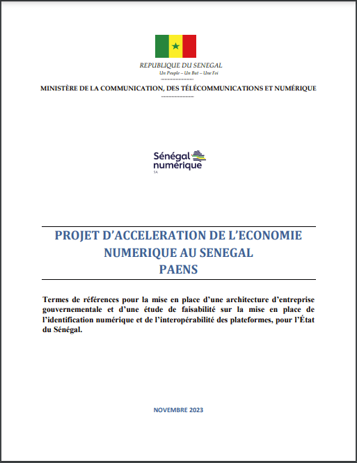 Projet d'Accélération de l'Economie Numérique au Sénégal (PAENS)
