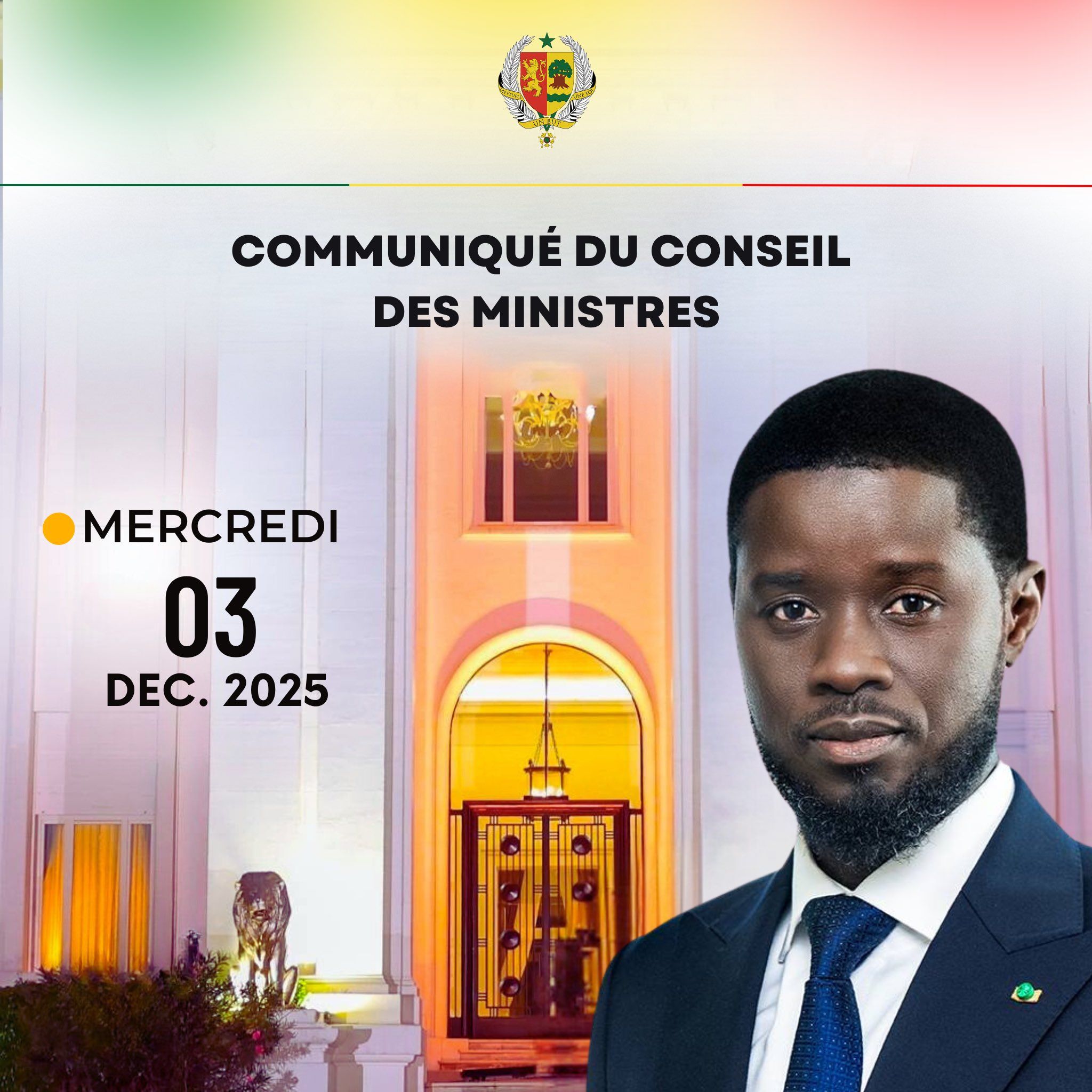Communiqué du Conseil des Ministres du mercredi 03 décembre 2025